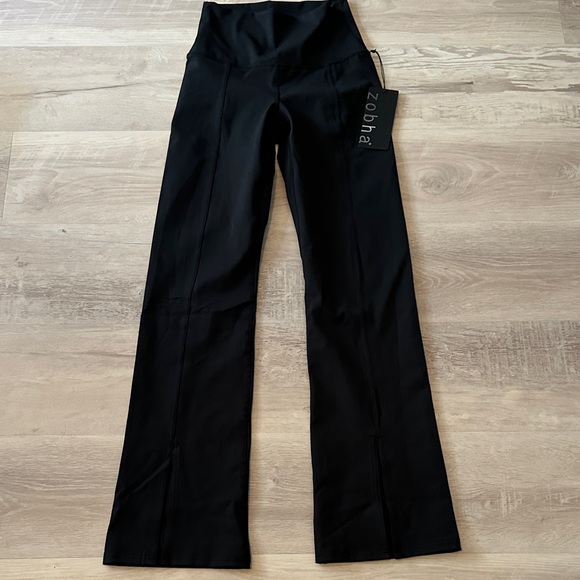 Zobha Pants - Zobha Jet Black High-Waist Leggings, size small